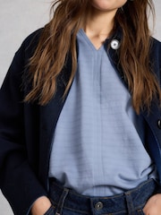 蓝色 - White Stuff Nelly Notch Neck Texture T-Shirt - 6的图像3｝