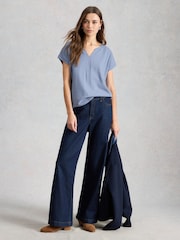 蓝色 - White Stuff Nelly Notch Neck Texture T-Shirt - 6的图像4｝