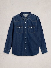 White Stuff Navy Blue Darvel Denim Shirt - Image 6 of 7