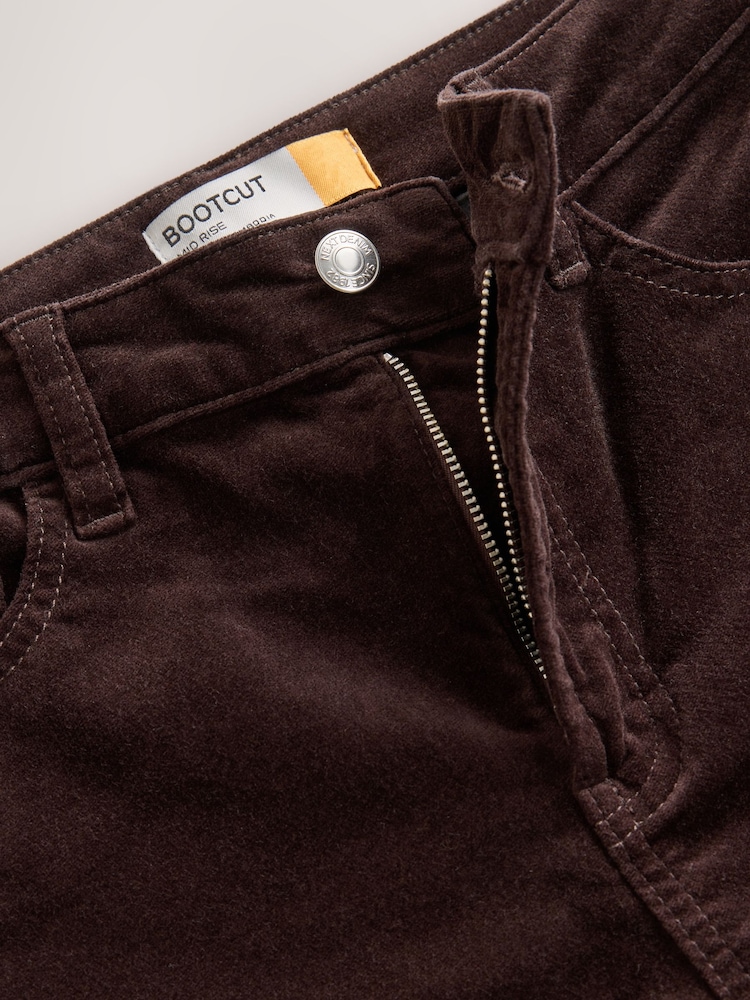 চকোলেট ব্রাউন - Mid Rise Corduroy Bootcut Jeans - 7এর মধ্যে 7 ছবি