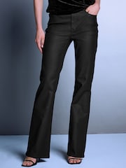 黑色 - Coated Denim Skinny Flare Jeans - 圖片 2，共 7