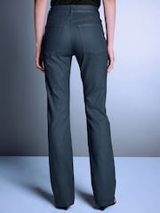 鴛鴦藍 - Coated Denim Bootcut Jeans - 圖片 3，共 7