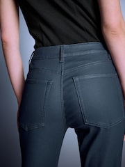 鴛鴦藍 - Coated Denim Bootcut Jeans - 圖片 4，共 7