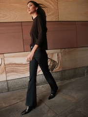 黑色 - Coated Denim Bootcut Jeans - 圖片 1，共 9