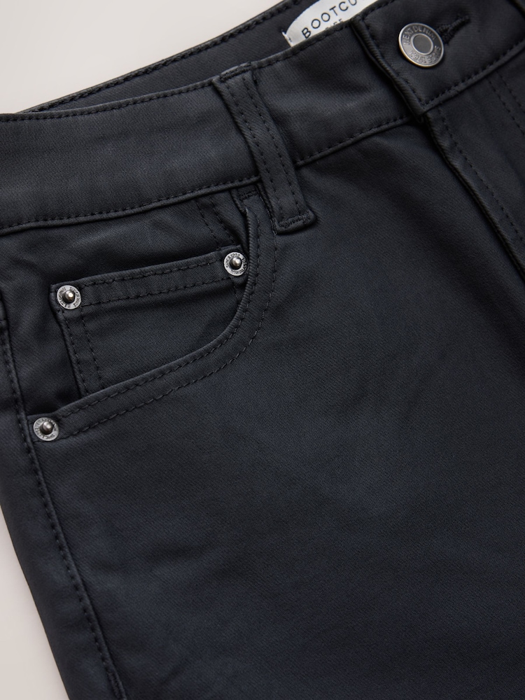 黑色 - Coated Denim Bootcut Jeans - 圖片 9，共 9