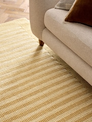 Ochre Yellow Stripe Collection Luxe Florence Border Wool Rug - Image 2 of 5