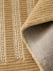 Ochre Yellow Stripe Collection Luxe Florence Border Wool Rug - Image 4 of 5
