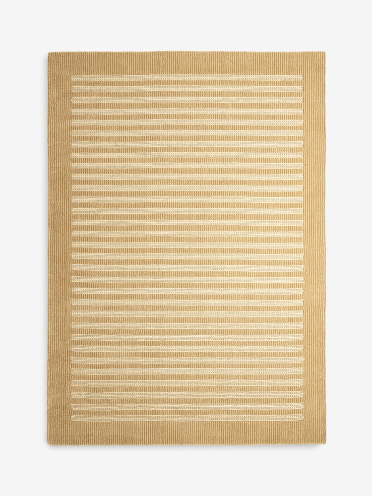 Ochre Yellow Stripe Collection Luxe Florence Border Wool Rug - Image 5 of 5 Ochre Yellow Stripe Collection Luxe Florence Border Wool Rug - Image 5 of 5