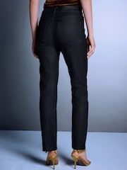 黑色 - Coated Denim Slim Leg Jeans - 圖片 4，共 8