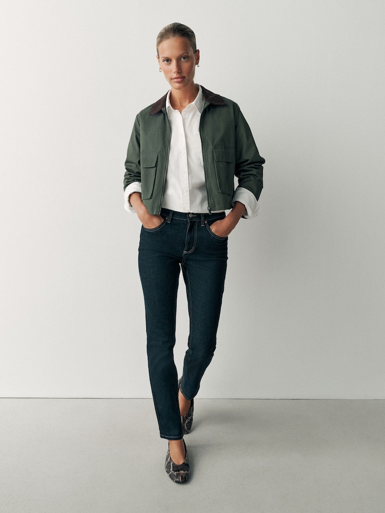 Black/Indigo Mid Rise Super Soft Stretch Slim Jeans - Image 1 of 6 Black/Indigo Mid Rise Super Soft Stretch Slim Jeans - Image 1 of 6