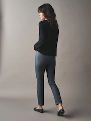 鴛鴦藍 - Coated Denim Slim Leg Jeans - 圖片 2，共 7