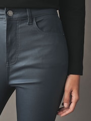 鴛鴦藍 - Coated Denim Slim Leg Jeans - 圖片 4，共 7
