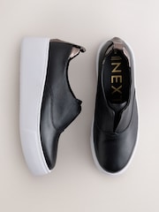 Black Forever Comfort® Leather Wedge Platform Trainers - Image 1 of 5