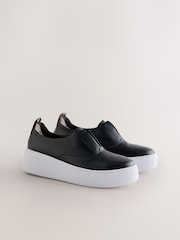 Black Forever Comfort® Leather Wedge Platform Trainers - Image 2 of 5