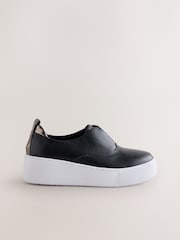 Black Forever Comfort® Leather Wedge Platform Trainers - Image 3 of 5