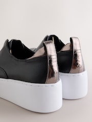 Black Forever Comfort® Leather Wedge Platform Trainers - Image 5 of 5