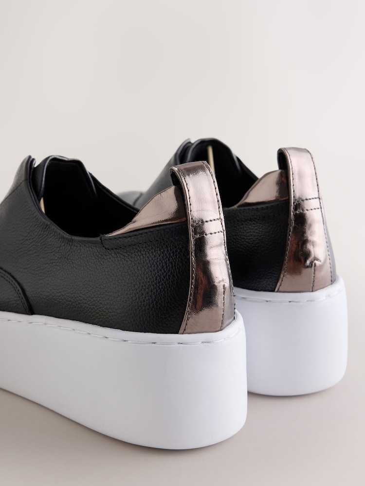 Black Forever Comfort® Leather Wedge Platform Trainers - Image 5 of 5