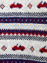 JoJo Maman Bébé Grey Marl Classic Car Fairisle Knitted Jumper - Image 4 of 4