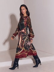 Lipsy Tie Waist Foulard Long Sleeve Midi Dress - 5суретінің 2 суреті