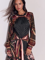 Lipsy Tie Waist Foulard Long Sleeve Midi Dress - 5суретінің 3 суреті