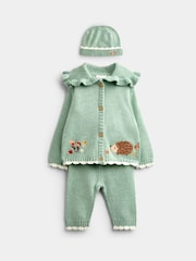 JoJo Maman Bébé Strikket Cardigan, Leggings & lue & Sett - Bilde 1 av 9