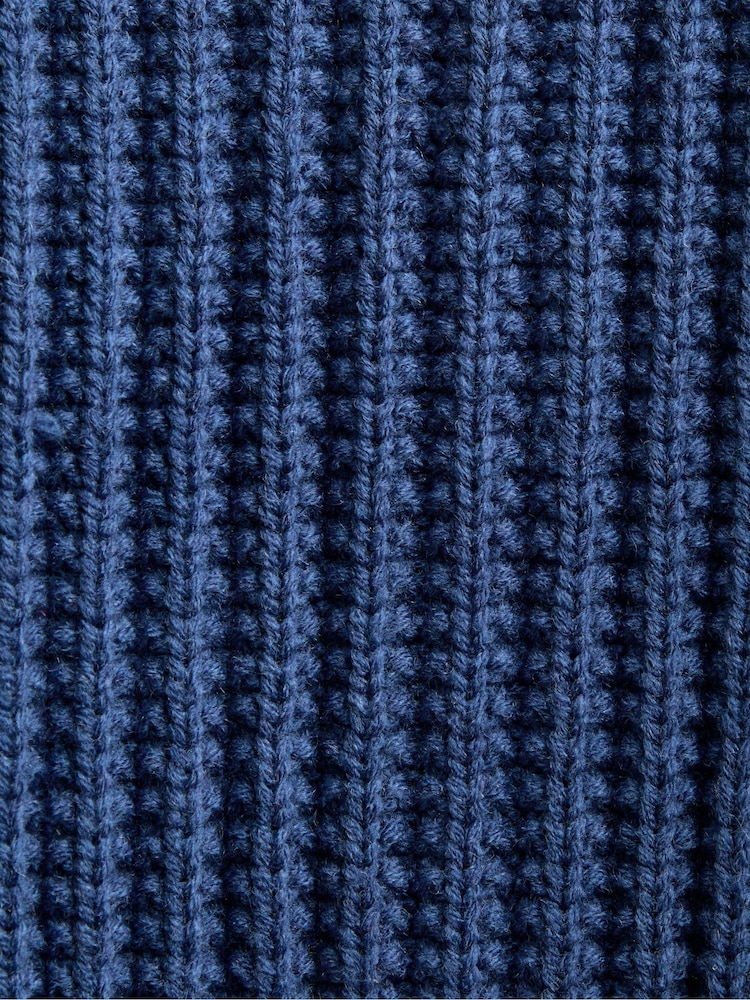 JoJo Maman Bébé Mid Blue Floral Embroidered Rib Knit Cardigan - Image 4 of 4