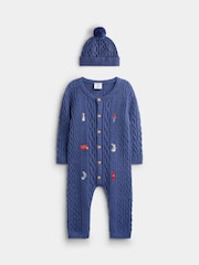 JoJo Maman Bébé Blue Peter Rabbit London Knitted All-In-One - Image 1 of 6
