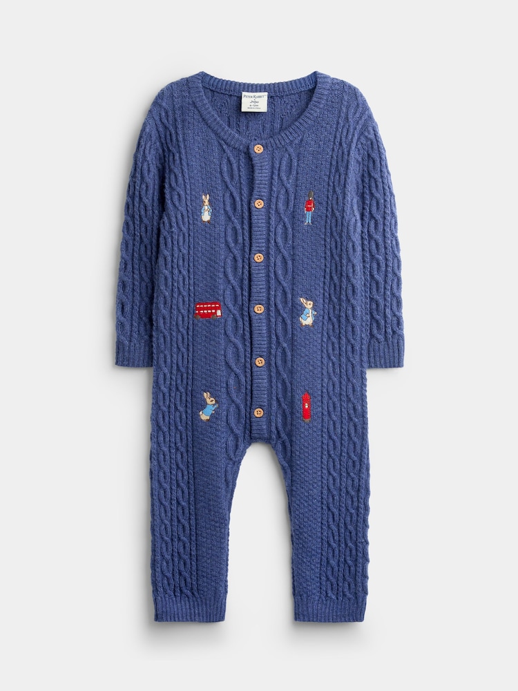 JoJo Maman Bébé Blue Peter Rabbit London Knitted All-In-One - Image 2 of 6