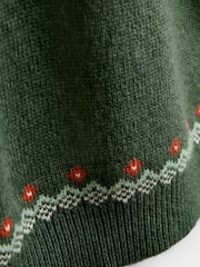 JoJo Maman Bébé Khaki Green Tractor Fairisle Knitted Jumper - Image 4 of 4