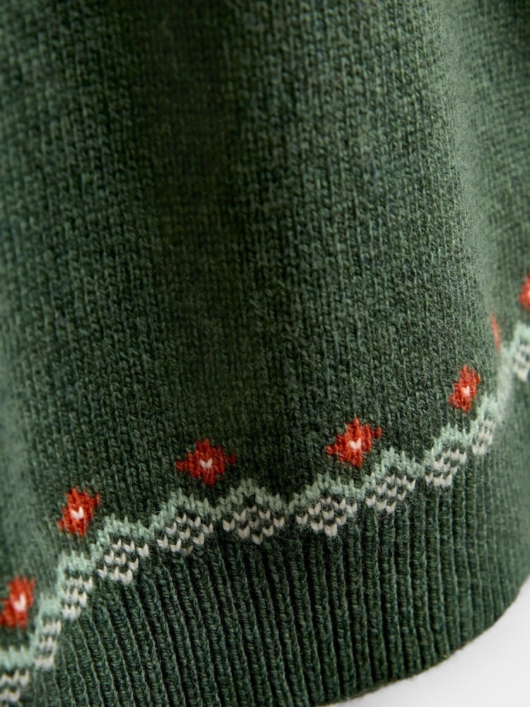 JoJo Maman Bébé Khaki Green Tractor Fairisle Knitted Jumper - Image 4 of 4 JoJo Maman Bébé Khaki Green Tractor Fairisle Knitted Jumper - Image 4 of 4