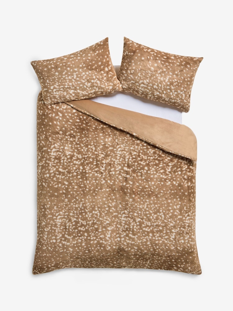 Natural Deer Dapple Faux Fur Duvet Cover and Pillowcase Set - Image 4 of 4