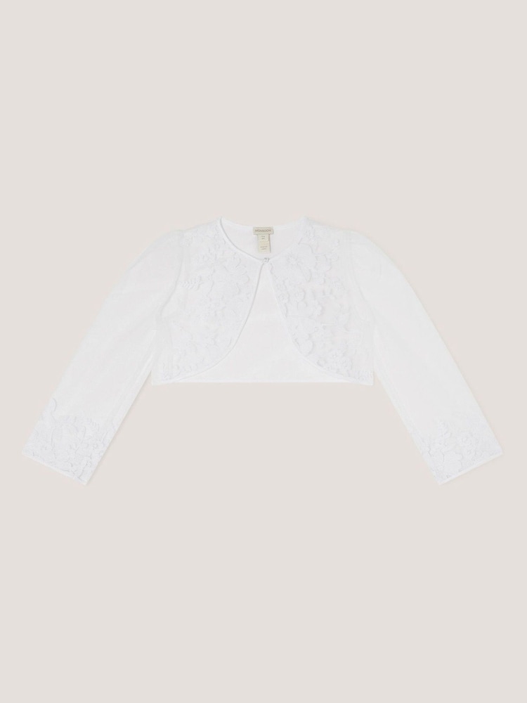 Monsoon White Felicity Embroidered Mesh Cardigan - Image 1 of 3