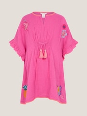 Monsoon Pink Embroidered Cotton Kaftan - Image 1 of 3