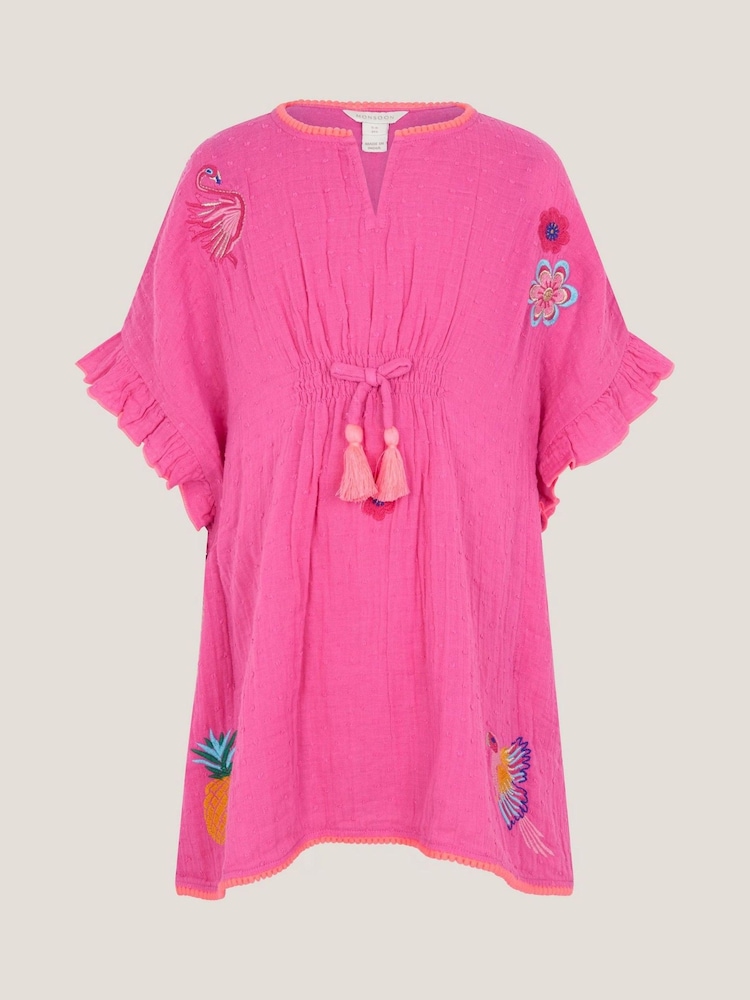 Monsoon Pink Embroidered Cotton Kaftan - Image 1 of 3