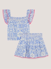 Monsoon Blue Batik Print Ruffle Top & Skirt Set - Image 2 of 3