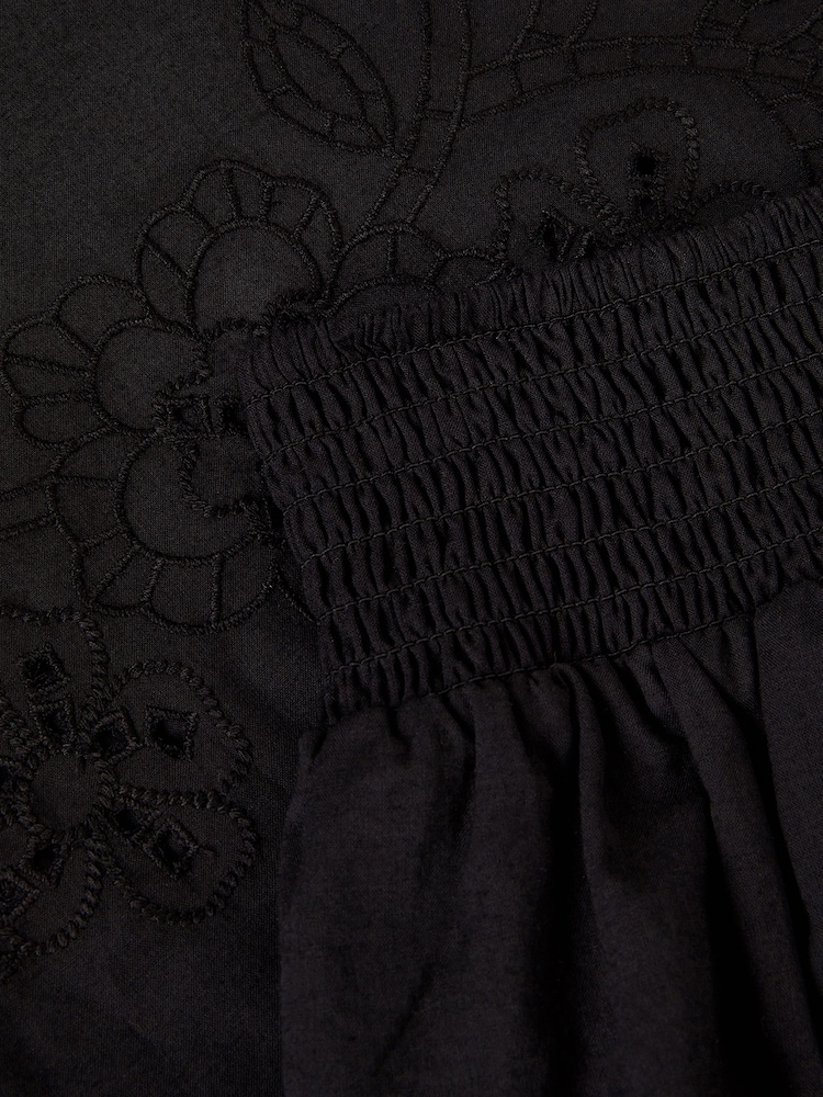 Monsoon Black Embroidered Cotton Top & Skirt Set - Image 4 of 4