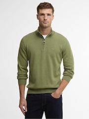 Grün - Barbour® Baumwoll-Strickpullover mit halbem Reißverschluss - Bild 1 von 6