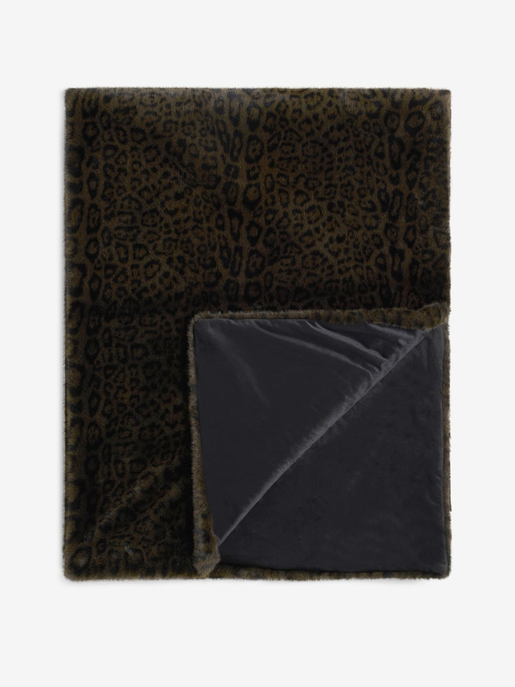 Rockett St George Black Jaguar Faux Fur Throw - Image 2 of 3
