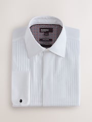 White Regular Fit N. Premium 1 Pleated Formal Shirt With Double Cuff and Cufflink - Image 1 of 3