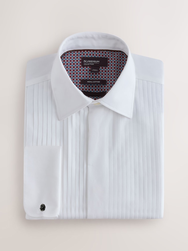 White Regular Fit N. Premium 1 Pleated Formal Shirt With Double Cuff and Cufflink - Image 1 of 3 White Regular Fit N. Premium 1 Pleated Formal Shirt With Double Cuff and Cufflink - Image 1 of 3