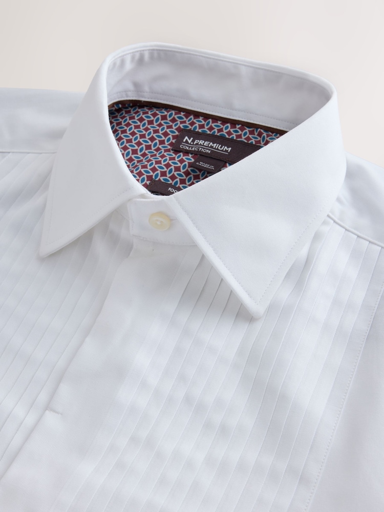 White Regular Fit N. Premium 1 Pleated Formal Shirt With Double Cuff and Cufflink - Image 2 of 3 White Regular Fit N. Premium 1 Pleated Formal Shirt With Double Cuff and Cufflink - Image 2 of 3