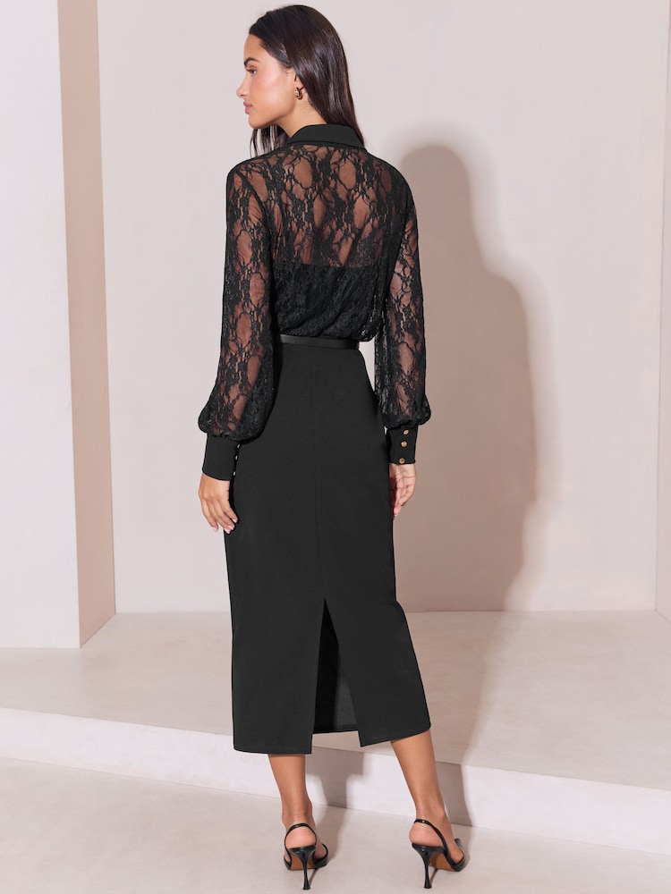Lipsy Stretch Lace & Jersey 2 in 1 Midi Dress - Bilde 5 av 5
