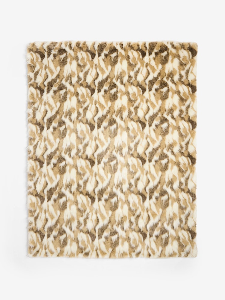 Rockett St George Natural Abstract Faux Fur Throw - Image 1 of 3 Rockett St George Natural Abstract Faux Fur Throw - Image 1 of 3