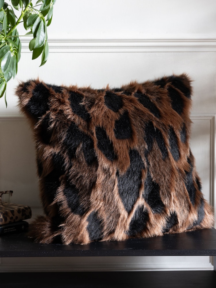 Rockett St George Chocolate Brown Abstract Faux Fur Cushion - Image 1 of 6 Rockett St George Chocolate Brown Abstract Faux Fur Cushion - Image 1 of 6