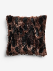 Rockett St George Chocolate Brown Abstract Faux Fur Cushion - Image 5 of 6