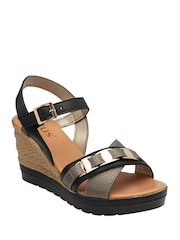 Lotus Black Wedge Open-Toe Sandals - Image 1 of 4