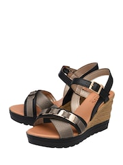 Lotus Black Wedge Open-Toe Sandals - Image 2 of 4