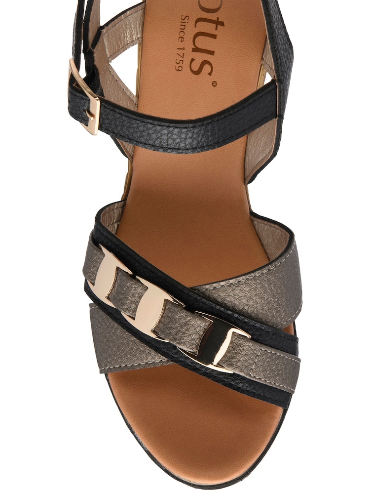 Lotus Black Wedge Open-Toe Sandals - Image 4 of 4 Lotus Black Wedge Open-Toe Sandals - Image 4 of 4
