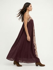 Raffya Purple Sapphire Spaghetti Strap Embroidered Maxi Dress - Image 4 of 4