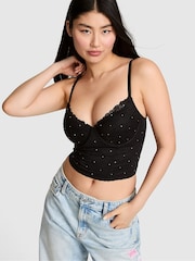 Victoria's Secret Pink Black Lace Diamante Corset - Image 1 of 4